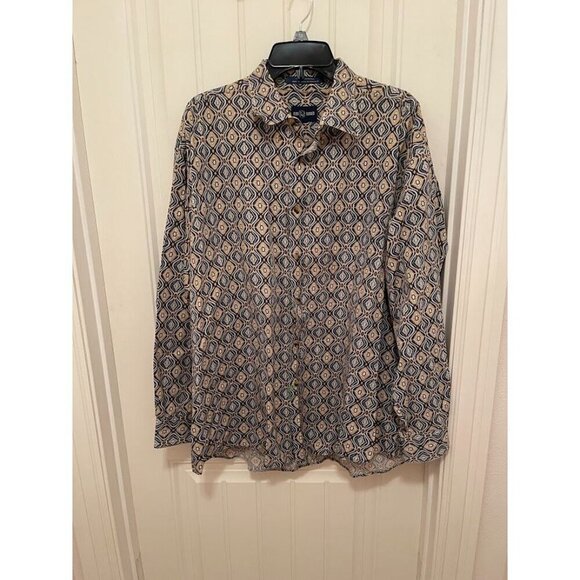 Alan Flusser Geometric Print Button-Down Shirt MEN'S SZ M - Picture 5 of 12